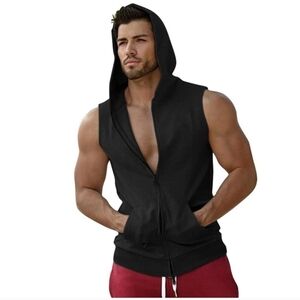 Black hooded sweatshirt vest XXL
